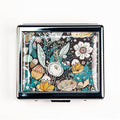 Magic Flowers 7 Days Chromed Shiny Silver Pill Organizer with Mirror Inside Has 8 Separate Compartments Rectangle 7 Days Pill Box Pill Case