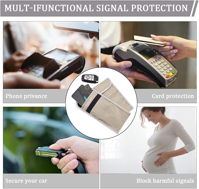 OLYCRAFT 2pcs Anti Radiation Cell Phone Sleeve Security Pouch Faraday Bag 5G GPS EMF RFID Signal Blocking Bag Shielding Pouch for Phone Electronic Devices Wallet Privacy Protection Silver 4.4x7.3 Inch