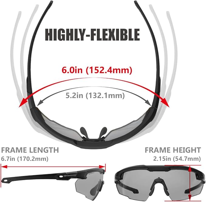 HTS HUNTERSKY Ballistic Tactical Shooting Glasses ANSI Z87+ UV400 Protective Eyewear