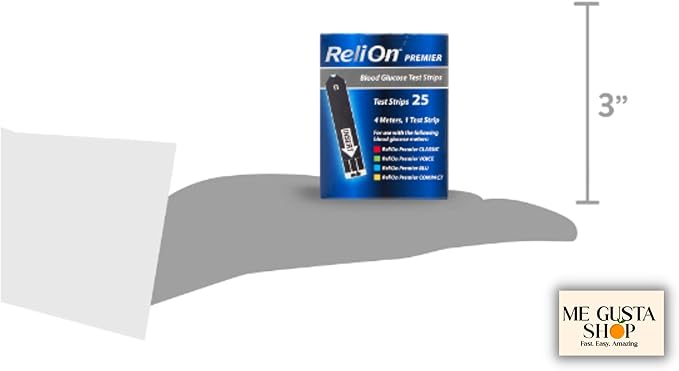 ReliOn Premier Blood Glucose Test Strips, 25 Count Pack of 01 25 Total + me Gusta Sticker