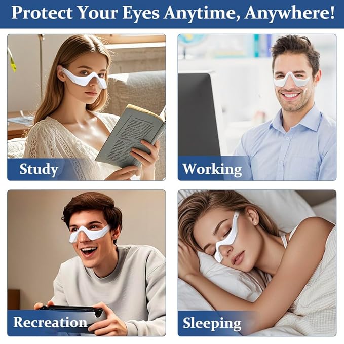 Under-Eye Red Light Therapy Device, Jaxbo Red Light Therapy Glasses with Microcurrent,Eye Massager for Relieve Eye Bags, Eye Fatigue, Dark Circles, with Glasses Cleaning Cloth