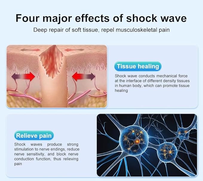 Portable Silent Shockwave Therapy Machine, Effective Electromagnetic Extracorporeal E-D Shock Wave Therapy Machine Pain Relief Body Massager Muscle Relax Massage Gun