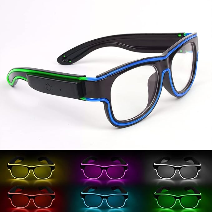 Ainiv Wireless Light Up Glasses 3 Modes LED Luminous Glasses Glow in the Dark for Parties, DJ, EDM, Halloween, Christmas