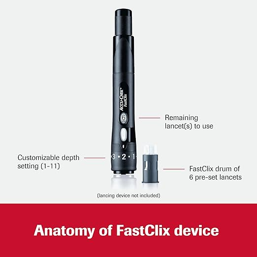 Accu-Chek FastClix Diabetes Lancets for Diabetic Blood Glucose Testing (2 Packs of 102)(Packaging May Vary)