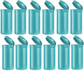 Multi-Use Airtight Empty Pill Bottles with Hinged Lids, 13 Dram Plastic Bottle Organizer for Supplements, Vitamins & Medicines, 12 Pack (Aqua Opaque)