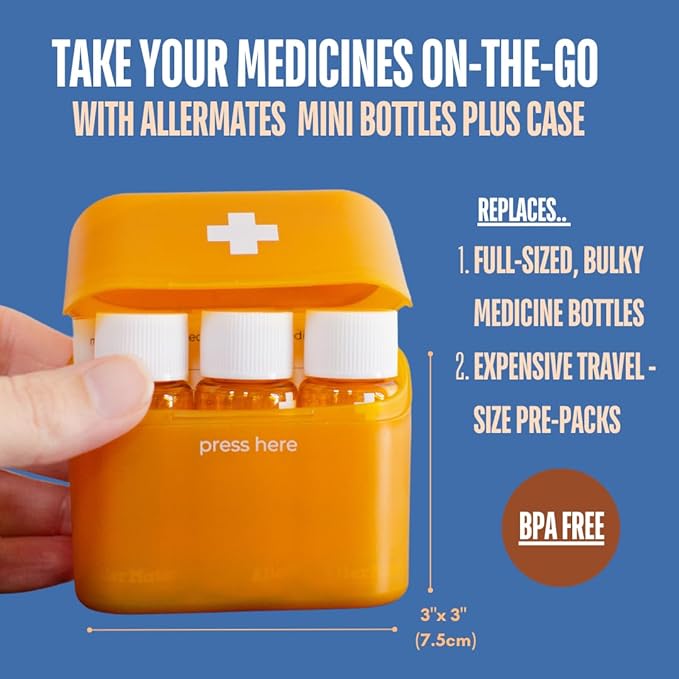 Travel Size Bottles for Medicines (Liquid or Pills) Carrying Case - Amber 3 Pack