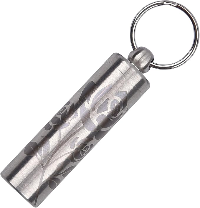 aiGear Stainless Steel Mini Pill Case Inner Diameter 0.48 Inch with Necklace Light Weight Pill Holder Waterproof Small Keychain Pill Box for EDC Outdoor Hiking Camping Travel First Aid (TPF30RS)