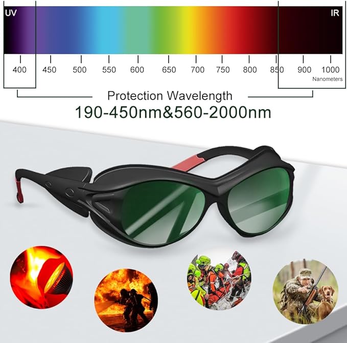 mozeeda Red Light Therapy Glasses, Laser Hair Removal Glasses, IPL Laser Safety Glasses 190-450nm&560-2000nm, Eyes Protection for Tanning Goggles and Red Light Therapy