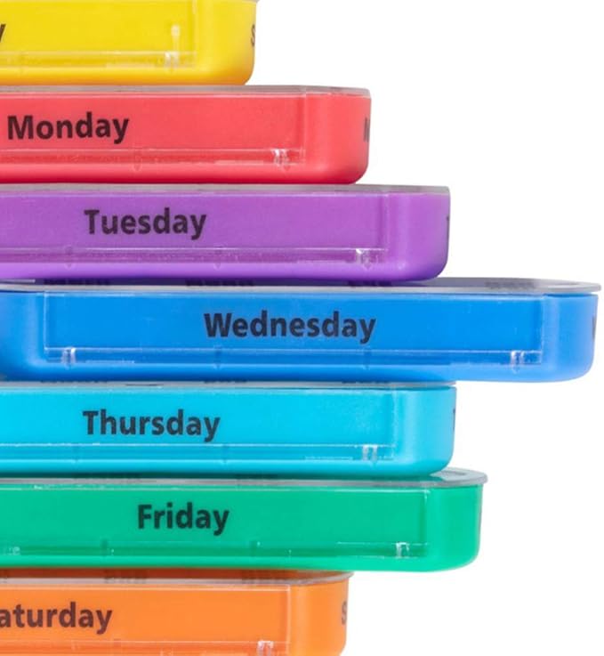 Portable Medicine Box Weekly Pill Organizer 7 Day 4 Times a Day Compact Pill Case with Leather Storage Bag for Travel and Home Health Care