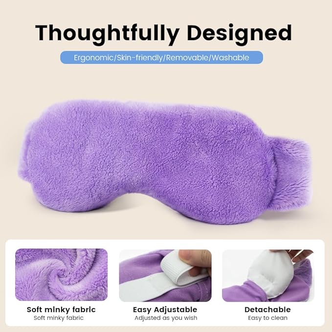 Heated Eye Mask for Dry Eyes, Steam Warm Compress for Dry Eyes, Work with Relieve, Blepharitis & Stye Treatment (Purple)