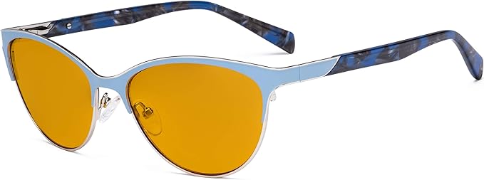 Eyekepper Ladies Cateye Blue Light Filter Glasses - Digital Eyegalsses Blocking Computer Screen UV Rays - Anti Glare Filter Reduce Eye Strain Orange Tinted Filter - Blue