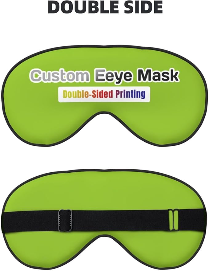 Personalized Eye Masks,Customized Sleep Blindfold Eye Mask,Custom Blackout Eye Cover with Adjustable Strap for Travel and Nap Yellow Green