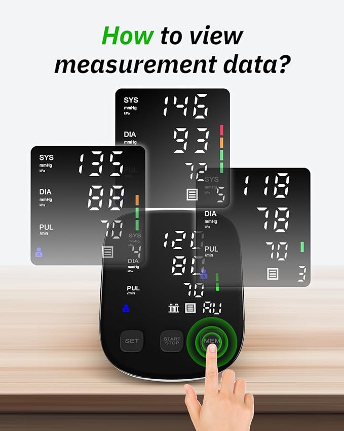 Blood Pressure Monitor with Large Display, Blood Pressure Machine Upper Arm Large Cuff(8.7"-16.5"), High Automatic Blood Pressure Monitors Cuff for Home Use, BP Monitors