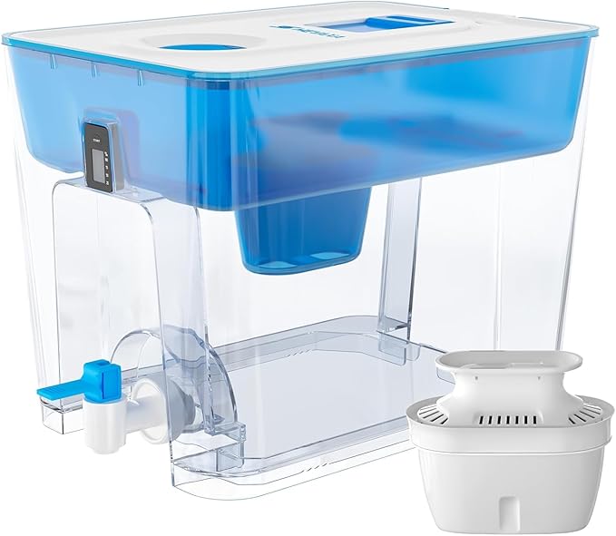 Water Filter Dispenser for Tap and Drinking Water with 1 Filter, 40-Cup Capacity 200-Gallon Long-Life, BPA Free,Removes Fluoride, Chlorine, Lead, Forever Chemicals