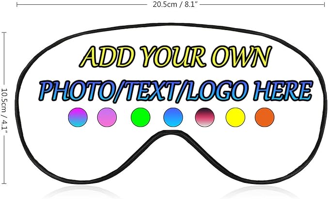 Personalized Eye Mask, Custom Eyeshade Blindfold Add Your Design Image Text Customized Eye Cover with Adjustable Strap for Sleeping Travel Work Naps Blocks Light, White