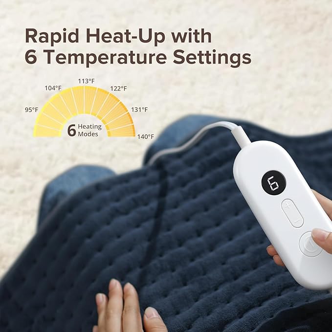 Heating Pad for Back Pain Relief, 17" X 33" XXX-Large Heating Pads for Cramps,Electric Heating Pad XL with 6 Fast Heating Settings,Moist Dry Heat Options,Auto-Off,Machine Washable