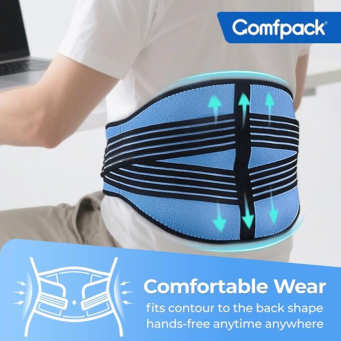 Ice Pack for Back Pain Relief with Compression, 2 Packs Reusable Lower Back Wrap Ice Brace Hot Cold Therapy for Sciatic Injuries, Tailbone Pain, Lumbar Surgery, Coccyx, Herniated Disc