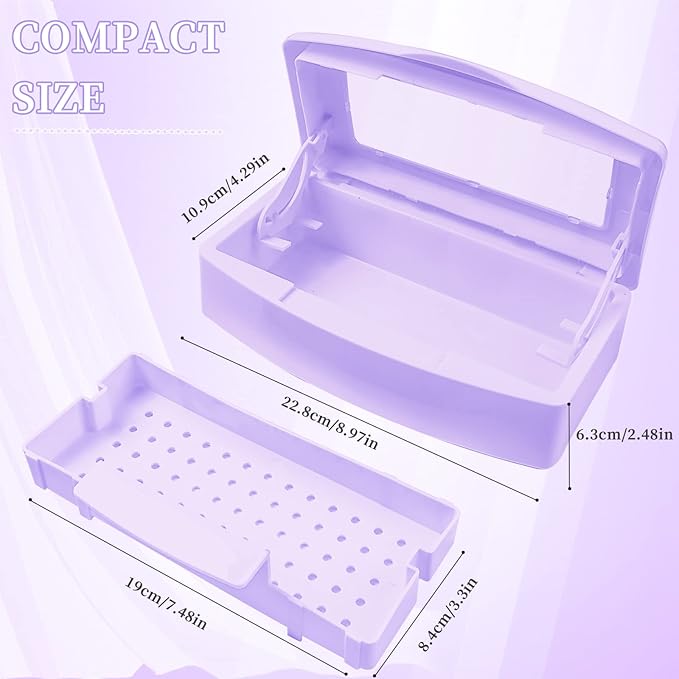 Nail Tool Sterilizer Box, Plastic Sterilizing Tray, Plastic Clean Sterilizing Box Storage Organizer for Nail, Tweezers, Eyelash Extensions, Hair Salon, Spa & Cutter Manicure Equipment(Purple)