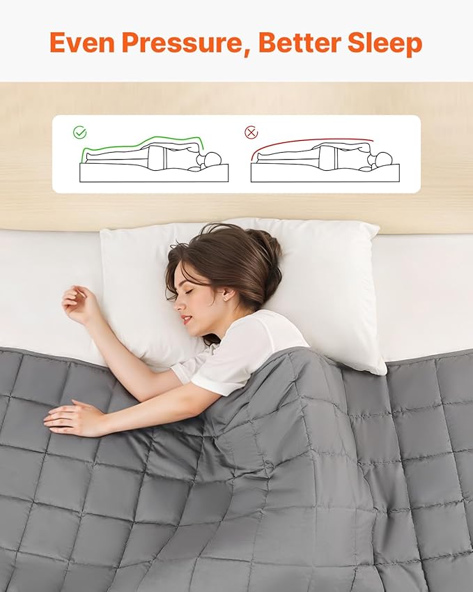 VEVOR Weighted Blanket 88 x 104 inch - King Size, 25 lbs Heavy Blanket with Cooling Glass Beads, Soft & Breathable for All-Season Use, Suitable for Adults 250-310 lbs, Ideal Gift Choice (Grey)