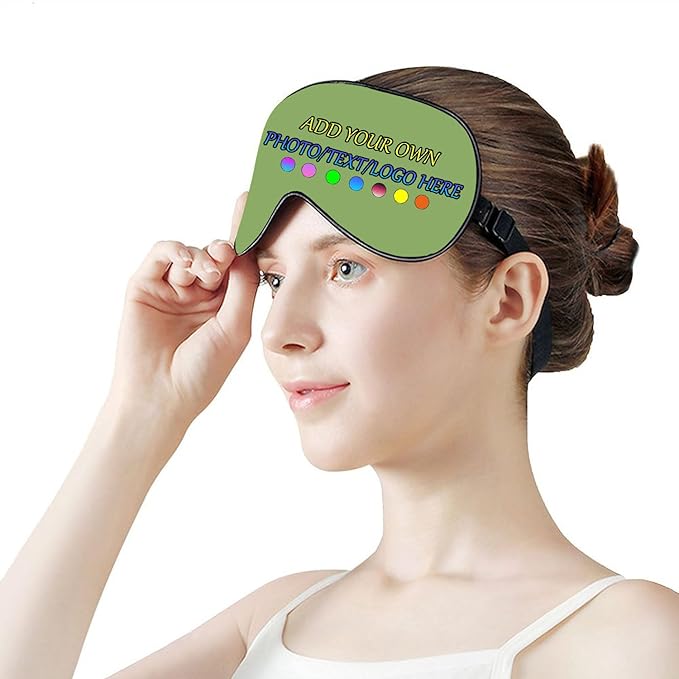 Personalized Eye Mask, Custom Eyeshade Blindfold Add Your Design Image Text Customized Eye Cover with Adjustable Strap for Sleeping Travel Work Naps Blocks Light, Fruit Green
