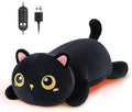 Cat Heating Pad for Period Cramps Menstrual Pain Relief, Portable Electric Heat Pads USB Powered, Cute Black Cat Plush Stuffed Animals Gift, Funny Cats Gifts for Women Teen Girls Birthday Christmas