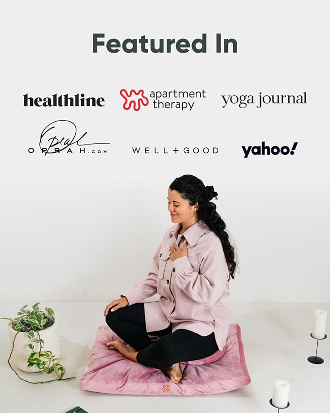 Mindful & Modern Zabuton Meditation Mat - Cotton Filled Yoga and Meditation Pad - Zabuton Meditation Cushion for Kneeling and Sitting Support - Large Rectangular Sitting Floor Pillow for Bench or Zafu