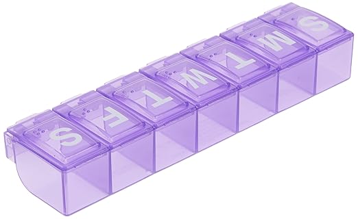 EZY DOSE Weekly (7-Day) Daily Pill Container, Medicine Planner, Vitamin Organizer, Large Locking Compartments Secure Prescription Medication and Prevent Accidental Spilling, Color May Vary, BPA Free