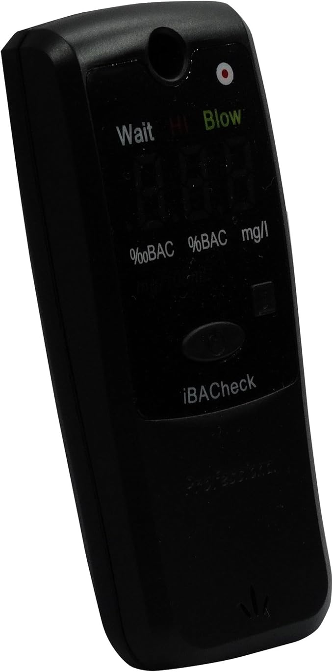 Breathalyzer with 10 Memories and LED Display, Visible at Night. Long Battery Life and Last 350 Test with Alkaline Batteries (Black 1)