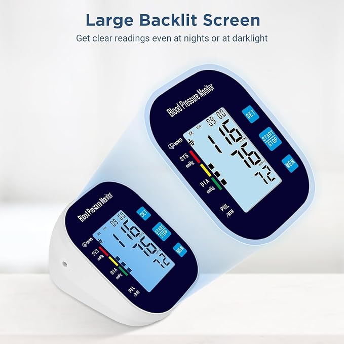 Blood Pressure Monitors, Automatic Upper Arm Blood Pressure Machines for Home Use with Large Cuff Adjustable BP Machine for Adult Elderly BSX583 (Navy Blue)
