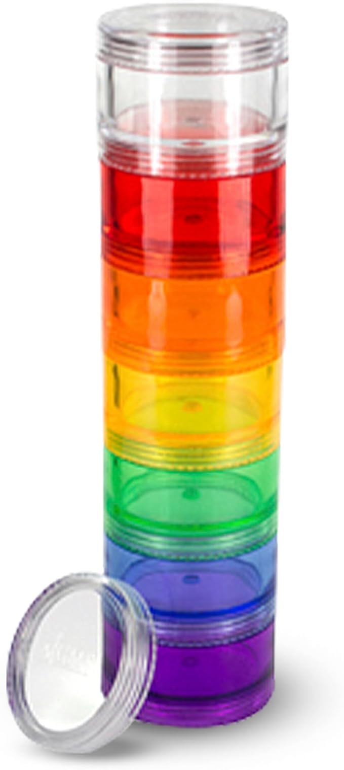 GMS 7 Day Medicine Pill Organizer - Unbreakable Stackable Pill Box, Easy to Screw Together Lid - Ideal for Travel, Fits Small Tablets & Vitamin Supplements, Organize Your Weekly Medicine, Medium