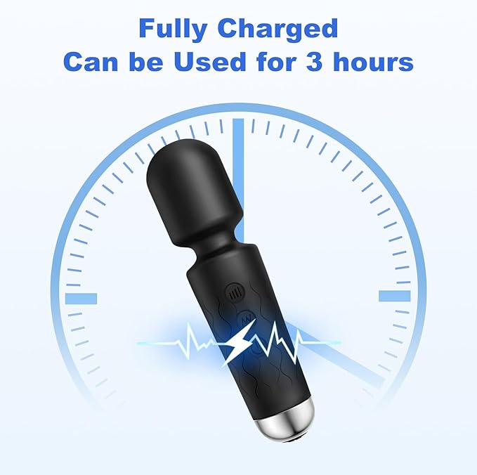 Personal Massager, Micro Wireless Massager, Powerful Combination of Functions, Waterproof and Portable, Suitable for Neck, Leg and Hand Pain, Deep Black