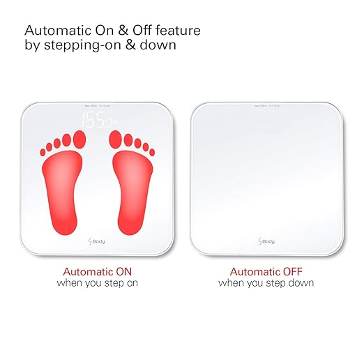 VisionTechShop S Body High Precision Ultra Wide Digital Body Weight Bathroom Scale up to 396lb/180kg, Super-Clear Large LED Display,Step-On Technology, White