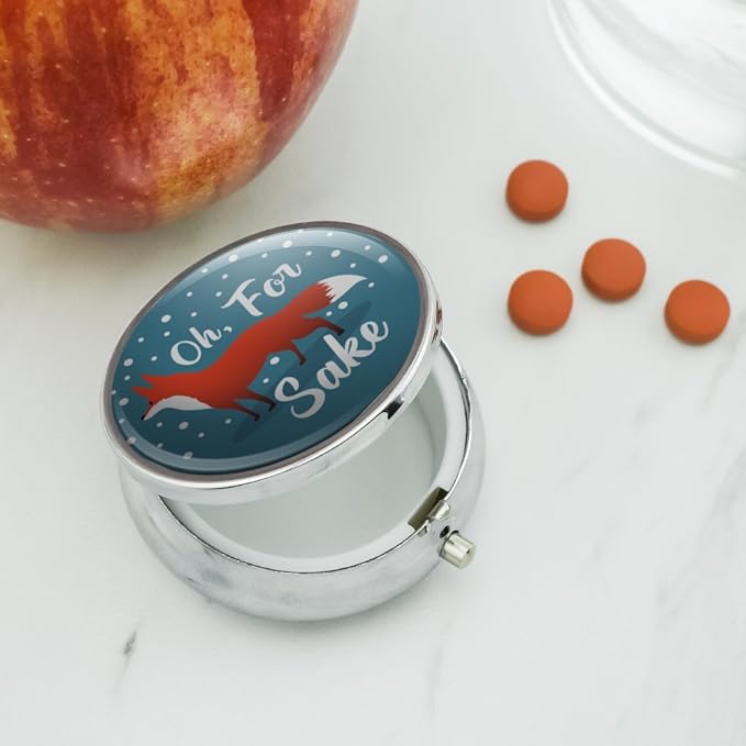 Oh for Fox Sake Funny on Teal Pill Case Trinket Gift Box