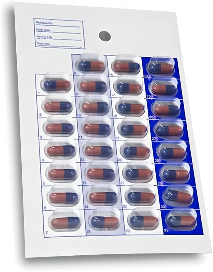 31 Day Monthly Cold Seal Medication Pill Blister Cards, Disposable Easy to Use Pill Organizer for Summer Camps, Pharmacists, Caregivers (Pack of 12)