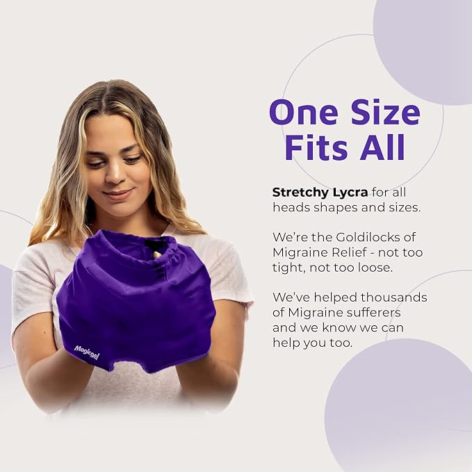 Magic Gel Migraine Ice Head Wrap | Real Migraine & Headache Relief | The Original Headache Cap | Cold, Comfortable, Dark & Cool; Endorsed by Physicians, Loved by Thousands - (2 Pack, Black & Purple)