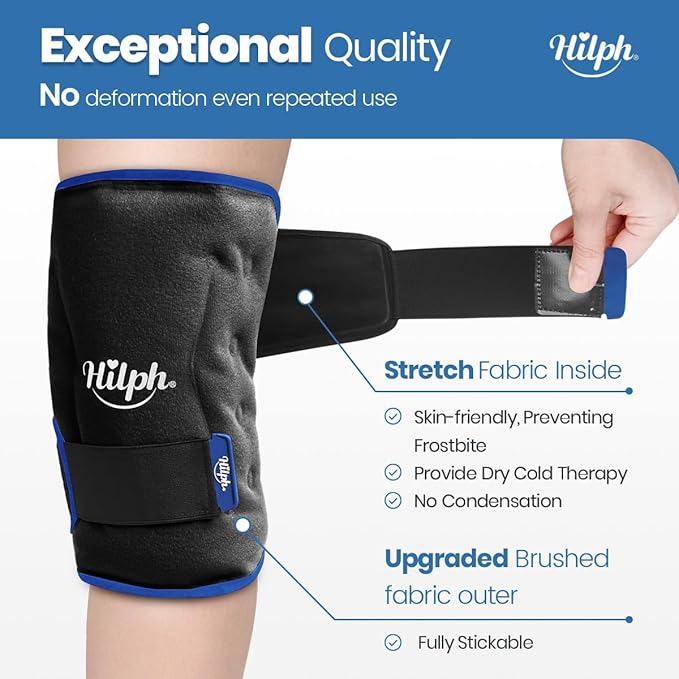 360° Full Coverage Knee Ice Pack Wrap for Post-Surgery Recovery - Bendable & Adjustable Hot Cold Therapy for Pain Relief, Swelling, Arthritis - Easy to Wear, Reusable Gel Pack for Men & Women, Black