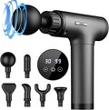 Massage Gun, Massage Gun Deep Tissue, Handheld Back Massager for Athletes, Percussion Muscle Massager with 6 Attachments & 30 Speed, Father's Day, Black (Grey)