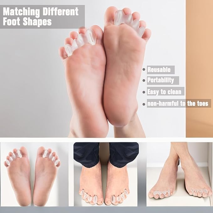 SEBS Toe Separators for Bunions & Overlapping Toes - Soft Gel Toe Spacers for Yoga, Running Recovery & High Heel Relief - Hypoallergenic & Washable Foot Care (2 Pairs)