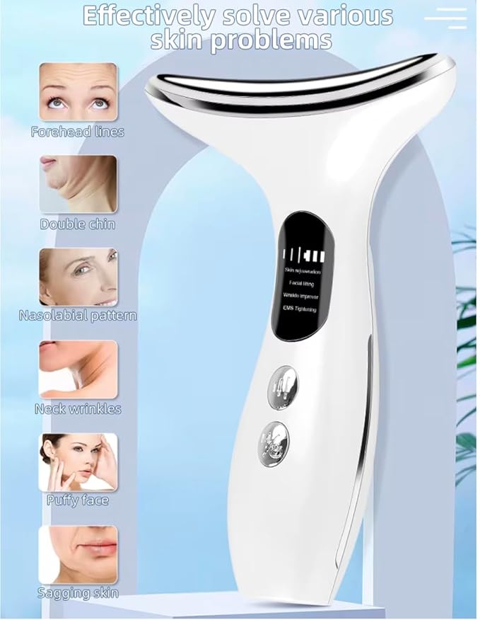 EMS Face Lifting Device – LED Light Therapy Facial Massager for Anti-Aging, Wrinkle Reduction & Skin Tightening – 4 Modes, 3 Intensities, USB Rechargeable – Face/Neck Beauty Tool