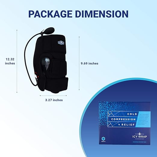 Cold Pack Compression Wrap for Knee by Icy Wrap - Ice Pack Therapy Cryo-Cool Flexible Treatment for Injuries, Aches, Swelling, Sprains, Inflammation