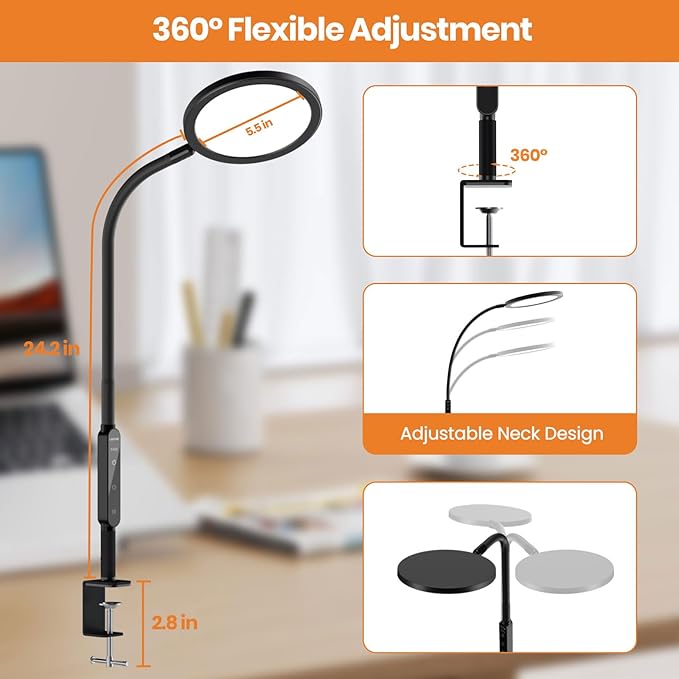 LASTAR 10000 Lux Sun Light with Remote & Touch Control, UV-Free Sunlight Lamp, Sun Lamp with 360° Flexible Neck/4 Colors/5 Brightness/Timer/Memory