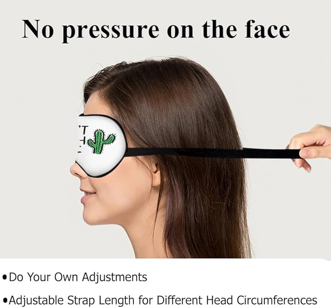 Don't Touch Me Silk Sleep Mask Cactus Green Plants Soft Eye Shade Cover for Men Women Boy Girl Airplane Travel with Adjustable Buckle