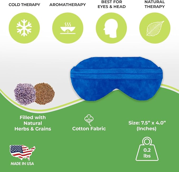 Nature Creation Lavender Aromatherapy Sleeping Eye Mask Pillow - Weighted Eye Mask for Sleeping, Relaxation, Yoga and Stress Relief - Cold Therapy Eye Masks for Women, Men - Blue Marble 2 Eye Masks