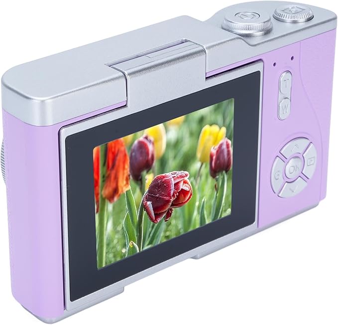 48MP Digital Camera, 1080P Video Camera, 8X Zoom, 2.4 Inch HD Flip Screen, LED Fill Light, Long Battery Life, with Multiple Functions for Entertaining Photography (Purple)