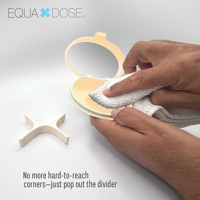 EQUADOSE Oval Compact Pill Case, Portable Organizer with Mirror, Travel Medication Holder with Removable Divider, Small Storage Case for Pills, Vitamins, Earbuds, Jewelry & Daily Essentials, Peach