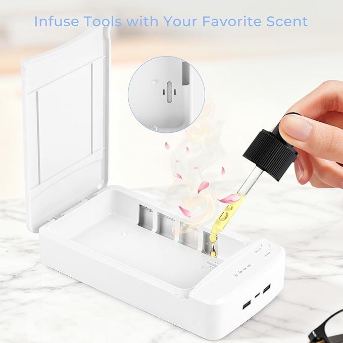 Nail Tool Sterilizer with Blue Light, Portable USB Sterilizating Box, Multi-Functional Nail Cleaner Box for Manicure Salon,Tweezers,Tattoo,Scissors,Jewelry,Phone, Watch,Keys