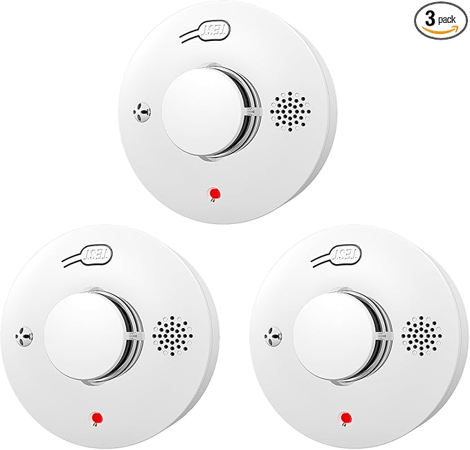 Smoke Detector, Fire Alarms for Home, Battery Powered Photoelectric Smoke Alarm with Test/Mute Button (Not Include Batteries),3 PCS