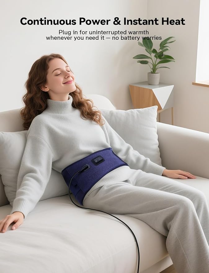 Heating Pad with Massager for Back Pain Relief, 47-60" Electric Lower Back Massager Wearable Heating Pad for Cramps with 3 Heat&Timer, 5 Vibration Back Brace Birthday Valentine's Gift for Men Women