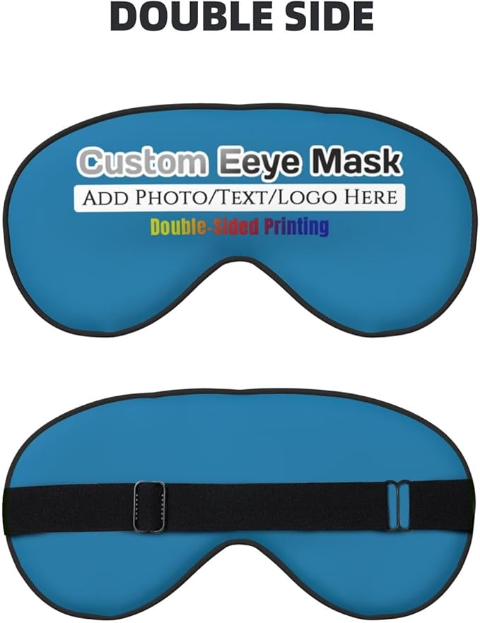 Personalized Eye Masks,Customized Sleep Blindfold Eye Mask,Custom Blackout Eye Cover with Adjustable Strap for Travel and Nap Sapphire Blue