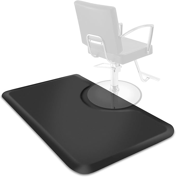 Saloniture 3 ft. x 5 ft. Salon & Barber Shop Chair Anti-Fatigue Floor Mat - Black Rectangle - 5/8 in. Thick